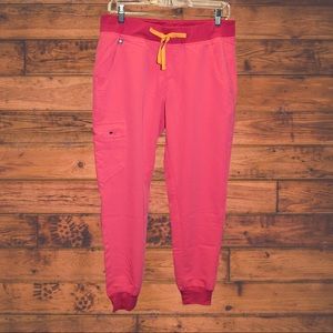 Pink, medium high waisted Figs Joggers- women’s scrub pants